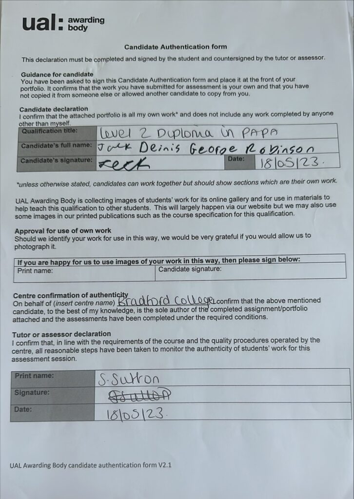 Authentication Form – Jack Robinson FMP